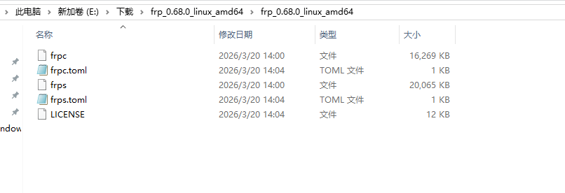 下载frpc官方客户端并解压